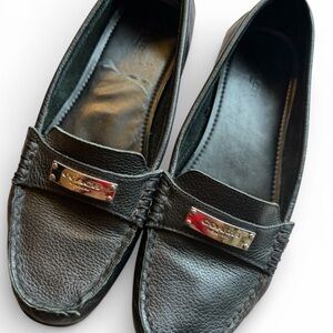 Coach Black Leather Slip-On Shoes